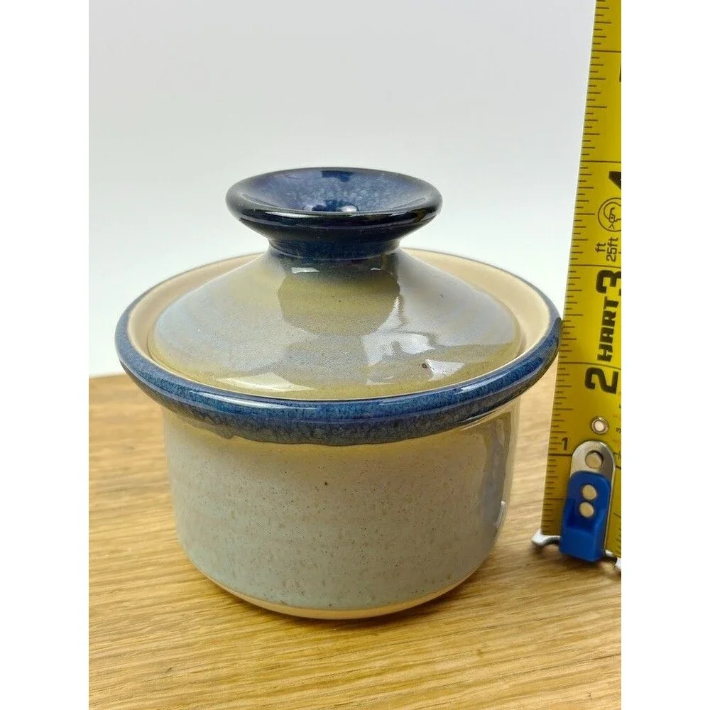 VTG Made in Portugal Stoneware Egg Cooker Vented Ceramic Pot Blue Reactive Glaze